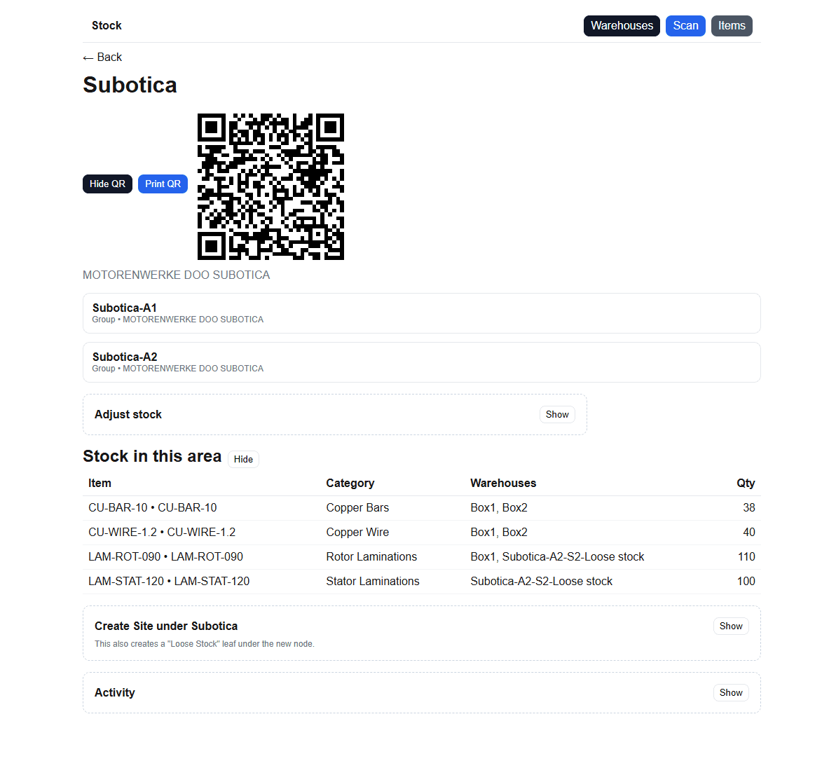 Stock management preview